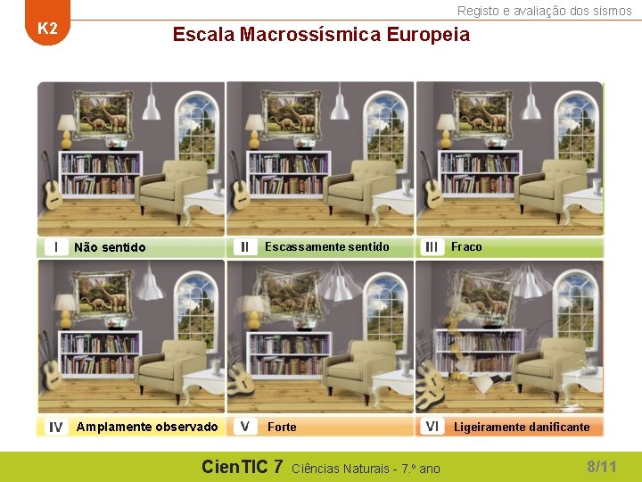 Registo e avaliação dos sismos K 2 Escala Macrossísmica Europeia Não sentido Escassamente sentido Registo e avaliação dos sismos K 2 Escala Macrossísmica Europeia Não sentido Escassamente sentido