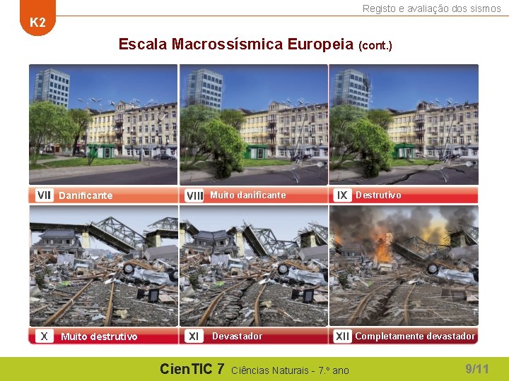 Registo e avaliação dos sismos K 2 Escala Macrossísmica Europeia (cont. ) Danificante Muito Registo e avaliação dos sismos K 2 Escala Macrossísmica Europeia (cont. ) Danificante Muito
