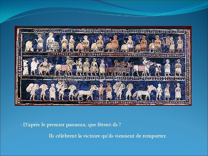 - D’après le premier panneau, que fêtent-ils ? Ils célèbrent la victoire qu’ils viennent - D’après le premier panneau, que fêtent-ils ? Ils célèbrent la victoire qu’ils viennent