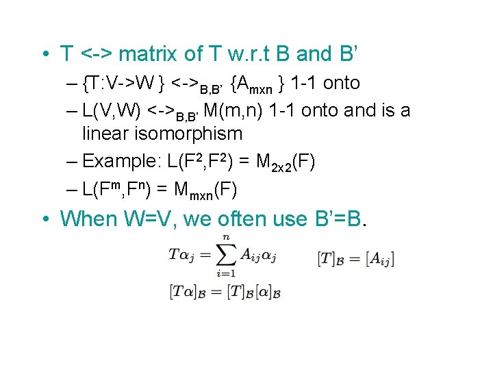 Representation By Matrices Representation Basis Change T Vnwm