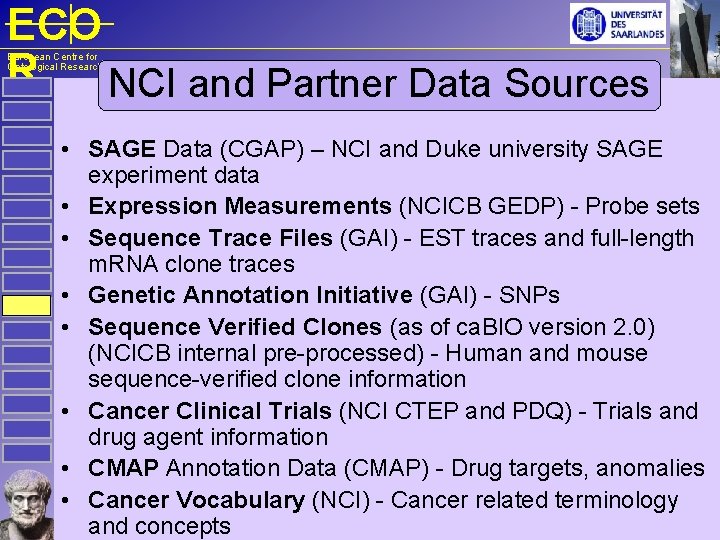 ECO R NCI and Partner Data Sources European Centre for Ontological Research • SAGE