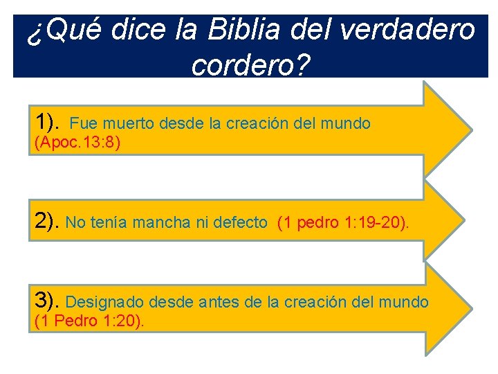 ¿Qué dice la Biblia del verdadero cordero? 1). Fue muerto desde la creación del