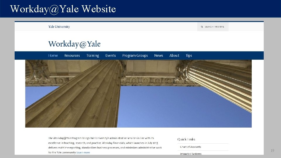 Workday@Yale Website 19 