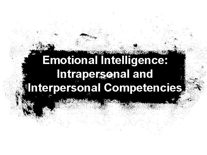 Emotional Intelligence: Intrapersonal and Interpersonal Competencies 