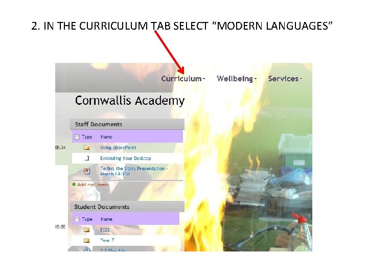 2. IN THE CURRICULUM TAB SELECT “MODERN LANGUAGES” 