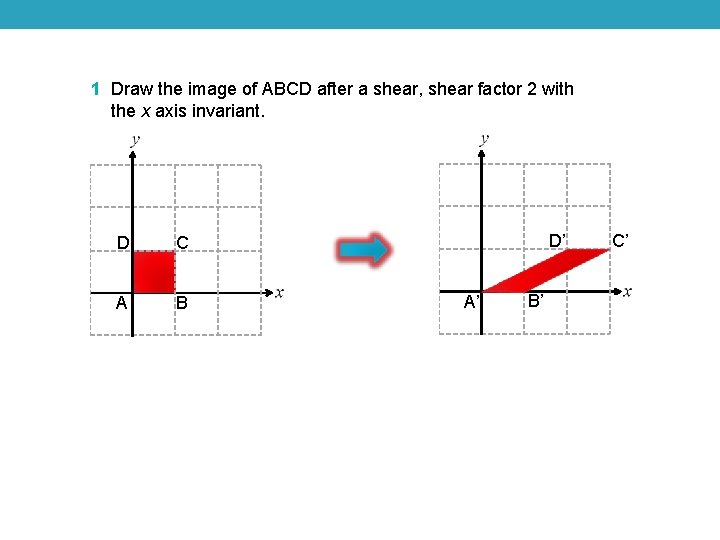 1 Draw the image of ABCD after a shear, shear factor 2 with the 1 Draw the image of ABCD after a shear, shear factor 2 with the