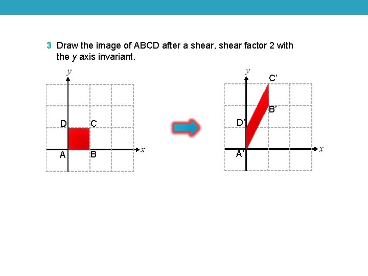3 Draw the image of ABCD after a shear, shear factor 2 with the 3 Draw the image of ABCD after a shear, shear factor 2 with the