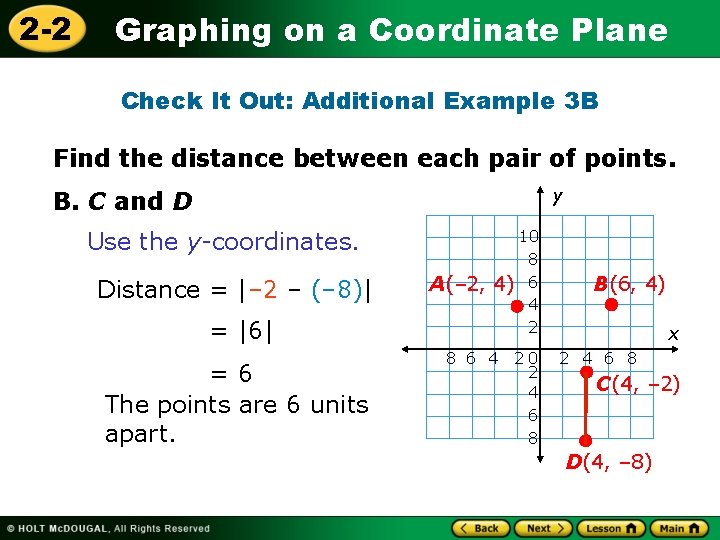 2 -2 Graphing on a Coordinate Plane Check It Out: Additional Example 3 B
