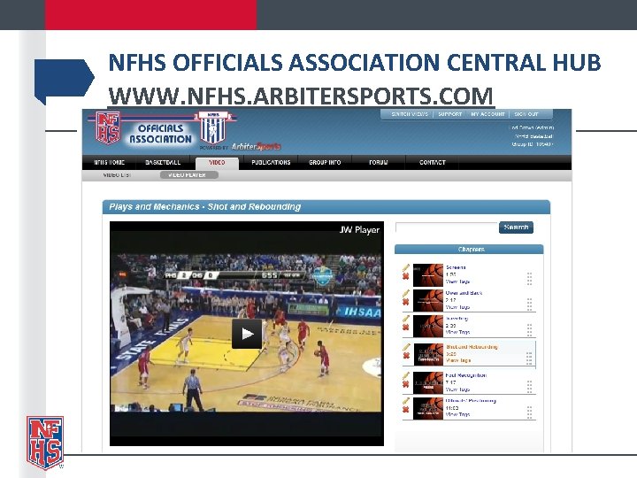 NFHS OFFICIALS ASSOCIATION CENTRAL HUB WWW. NFHS. ARBITERSPORTS. COM 