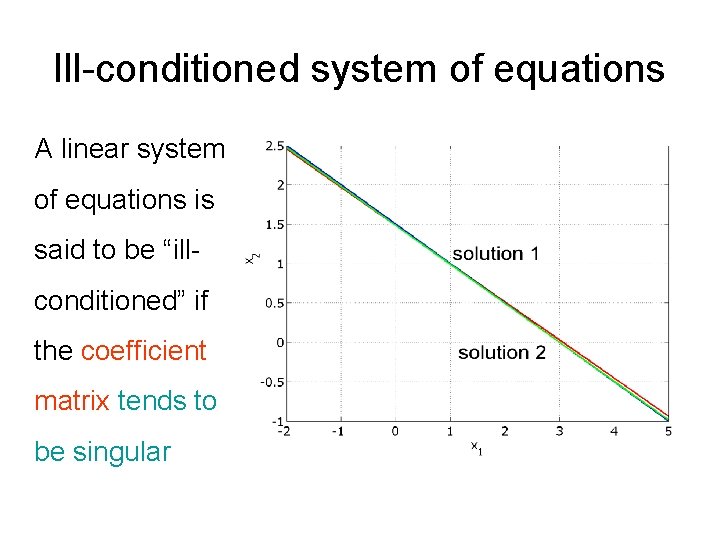 Ill-conditioned system of equations A linear system of equations is said to be “illconditioned”