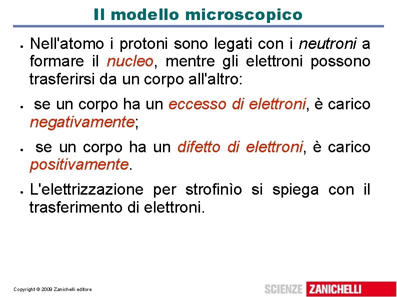 Il modello microscopico Nell'atomo i protoni sono legati con i neutroni a formare il