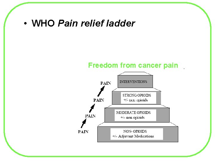  • WHO Pain relief ladder Freedom from cancer pain 