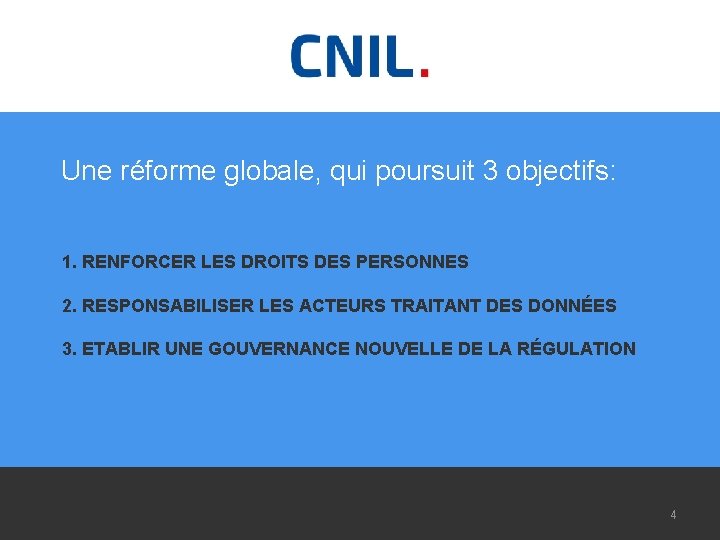 Une réforme globale, qui poursuit 3 objectifs: 1. RENFORCER LES DROITS DES PERSONNES 2.