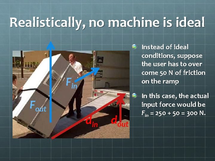 Realistically, no machine is ideal Instead of ideal conditions, suppose the user has to