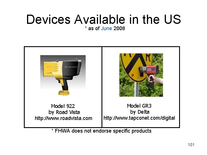 Devices Available in the US * as of June 2008 Model 922 by Road