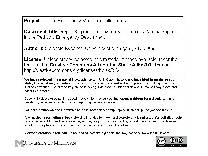Project: Ghana Emergency Medicine Collaborative Document Title: Rapid Sequence Intubation & Emergency Airway Support
