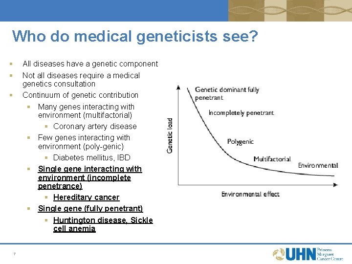 Who do medical geneticists see? § § All diseases have a genetic component Not Who do medical geneticists see? § § All diseases have a genetic component Not