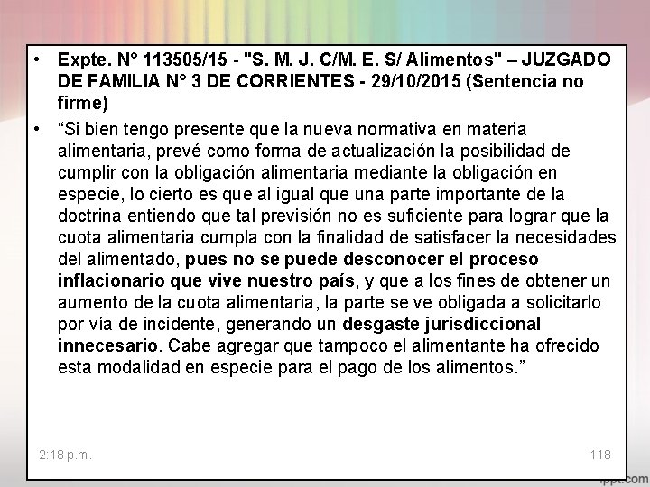  • Expte. N° 113505/15 - "S. M. J. C/M. E. S/ Alimentos" –