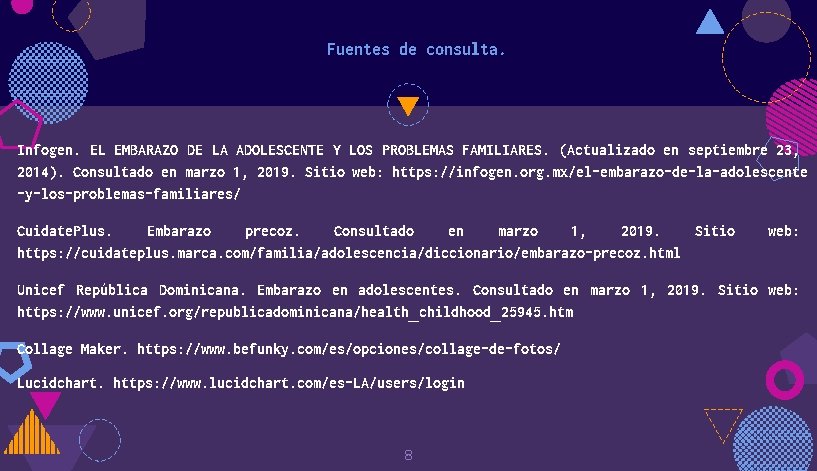 Fuentes de consulta. Infogen. EL EMBARAZO DE LA ADOLESCENTE Y LOS PROBLEMAS FAMILIARES. (Actualizado