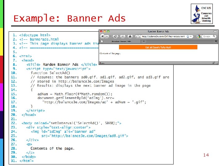 Example: Banner Ads 14 