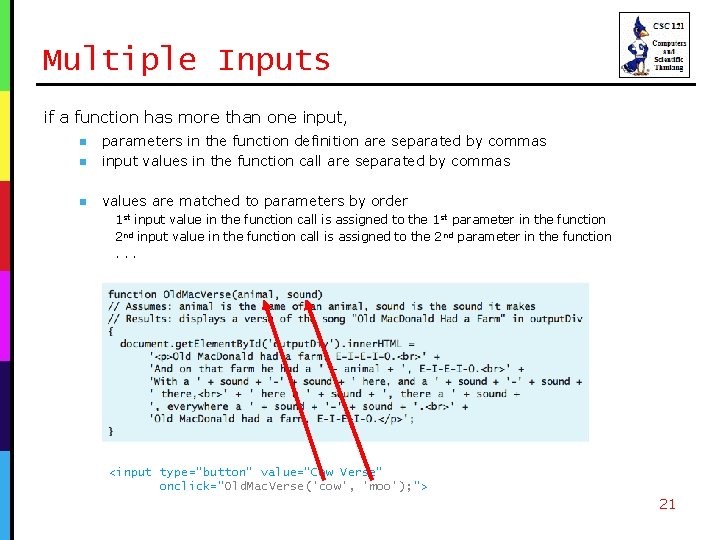 Multiple Inputs if a function has more than one input, n parameters in the