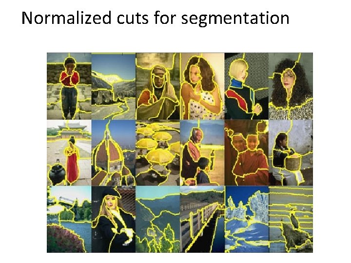 Normalized cuts for segmentation 