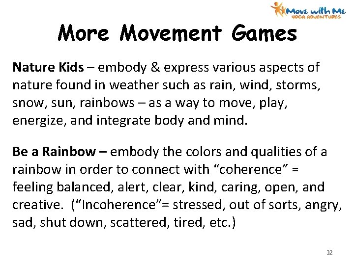 More Movement Games Nature Kids – embody & express various aspects of nature found