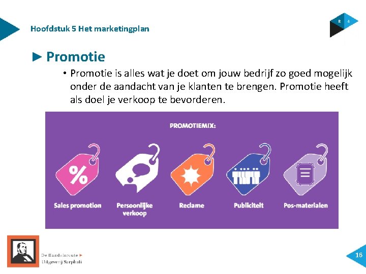 Hoofdstuk 5 Het marketingplan ► Promotie • Promotie is alles wat je doet om