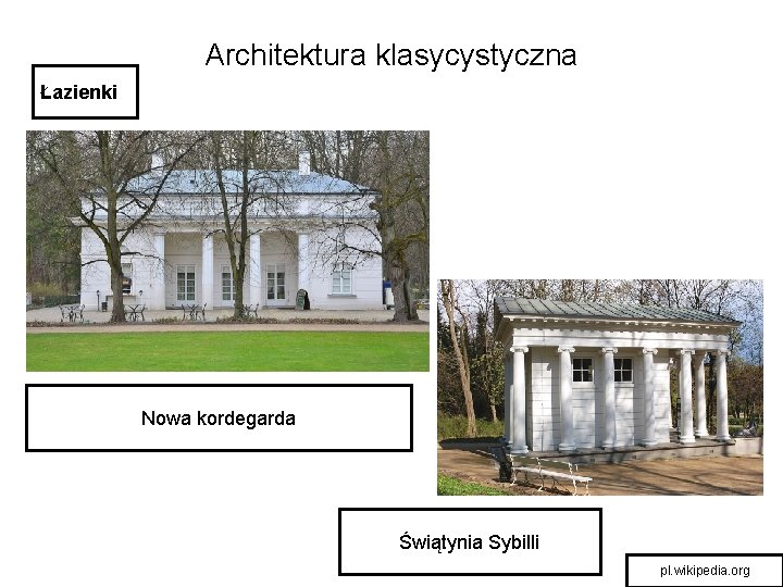 Architektura klasycystyczna Łazienki Nowa kordegarda Świątynia Sybilli pl. wikipedia. org 