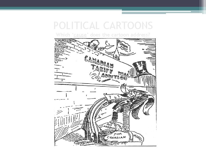 POLITICAL CARTOONS Which ‘cause’ does the cartoon address? What is the message of the