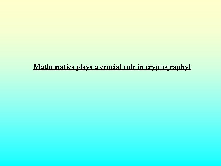 Mathematics plays a crucial role in cryptography! 