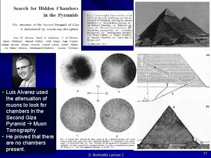  • Luis Alvarez used the attenuation of muons to look for chambers in