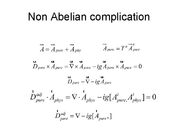 Non Abelian complication Non Abelian complication