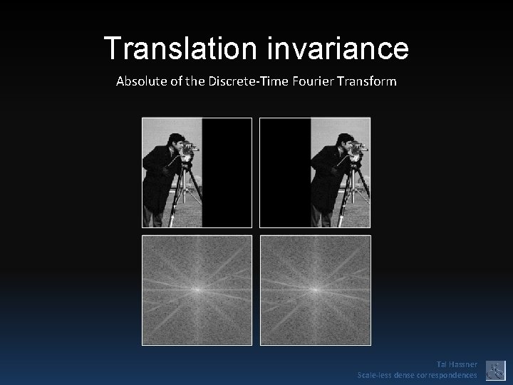 Translation invariance Absolute of the Discrete-Time Fourier Transform Tal Hassner Scale-less dense correspondences 