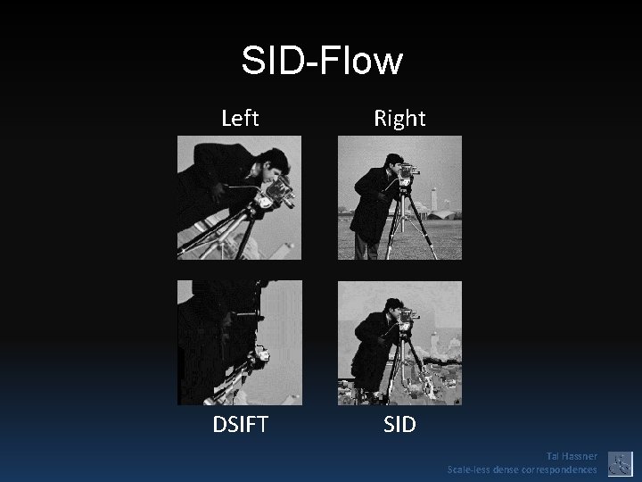 SID-Flow Left Right DSIFT SID Tal Hassner Scale-less dense correspondences 