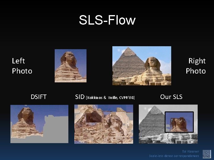 SLS-Flow Left Photo DSIFT Right Photo SID [Kokkinos & Yuille, CVPR’ 08] Our SLS