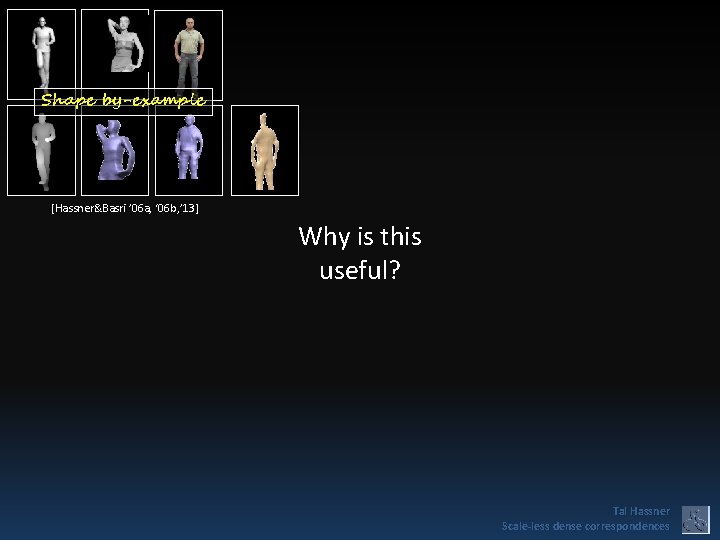 Shape by-example [Hassner&Basri ’ 06 a, ‘ 06 b, ’ 13] Why is this