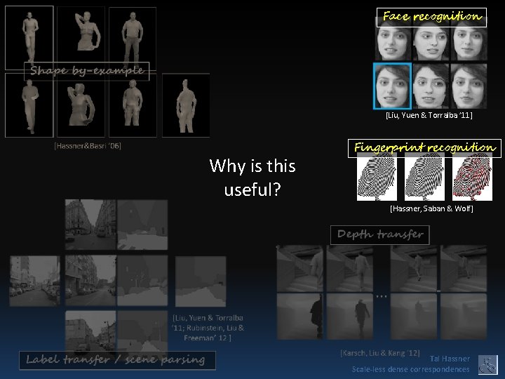 Face recognition [Liu, Yuen & Torralba ’ 11] Why is this useful? Fingerprint recognition