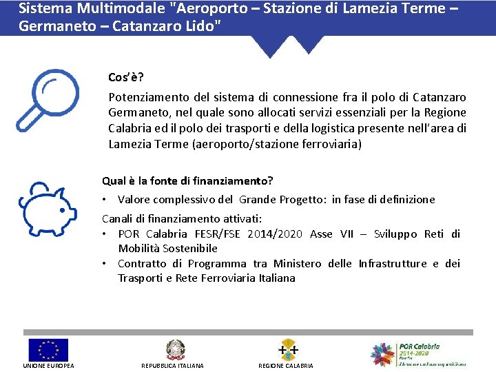 Sistema Multimodale "Aeroporto – Stazione di Lamezia Terme – Germaneto – Catanzaro Lido" Cos’è?