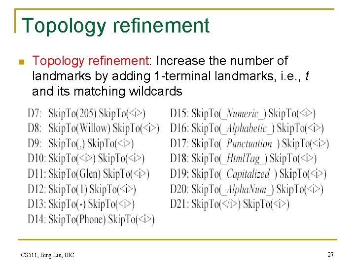 Topology refinement n Topology refinement: Increase the number of landmarks by adding 1 -terminal