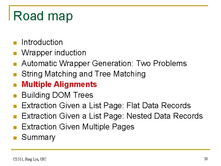 Road map n n n n n Introduction Wrapper induction Automatic Wrapper Generation: Two