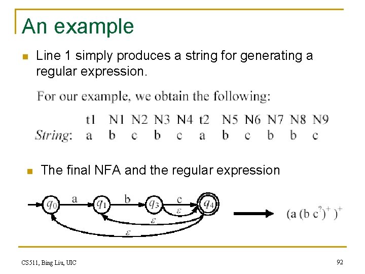 An example n n Line 1 simply produces a string for generating a regular