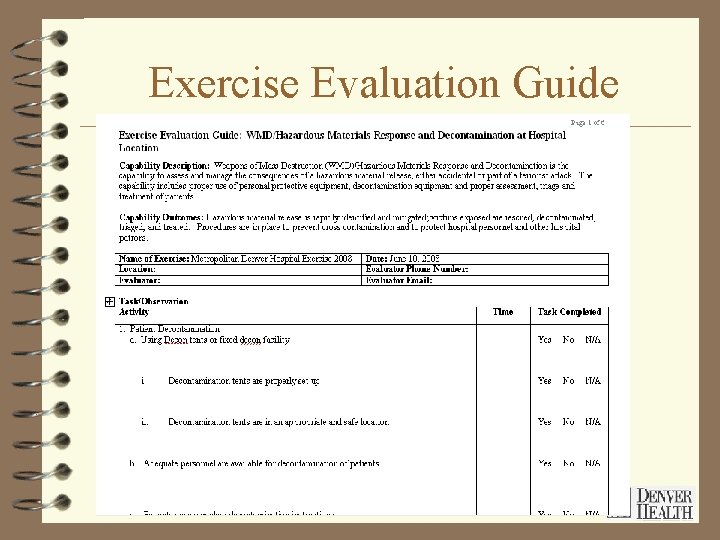 Exercise Evaluation Guide 