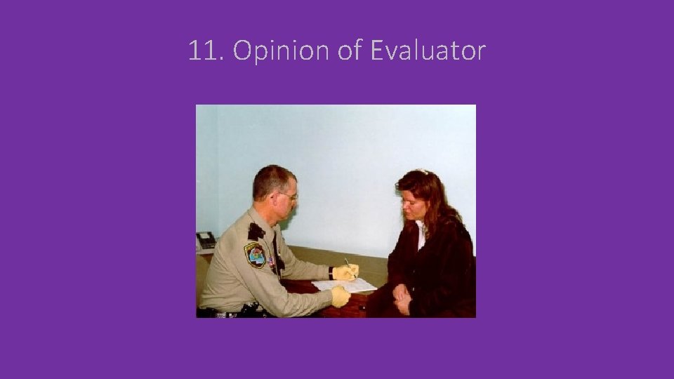 11. Opinion of Evaluator 