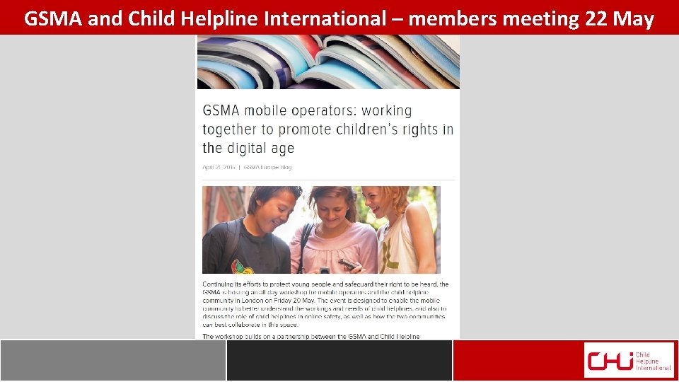 GSMA and Child Helpline International – members meeting 22 May 