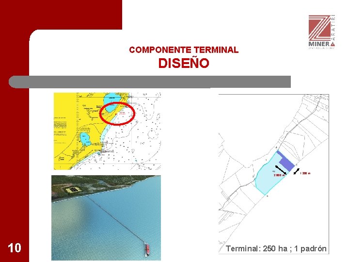 COMPONENTE TERMINAL DISEÑO 2. 000 m 10 1. 200 m Terminal: 250 ha ;