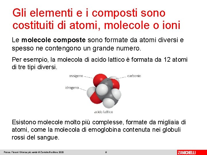 Gli elementi e i composti sono costituiti di atomi, molecole o ioni Le molecole