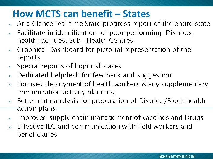 How MCTS can benefit – States • • • At a Glance real time How MCTS can benefit – States • • • At a Glance real time