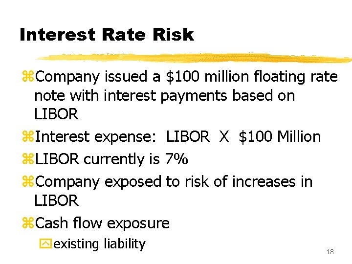 Interest Rate Risk z. Company issued a $100 million floating rate note with interest