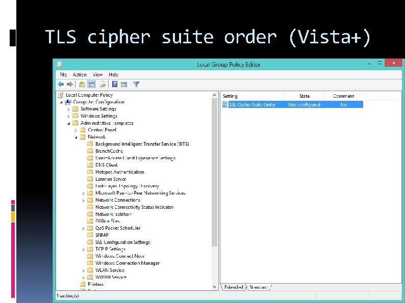 TLS cipher suite order (Vista+) 